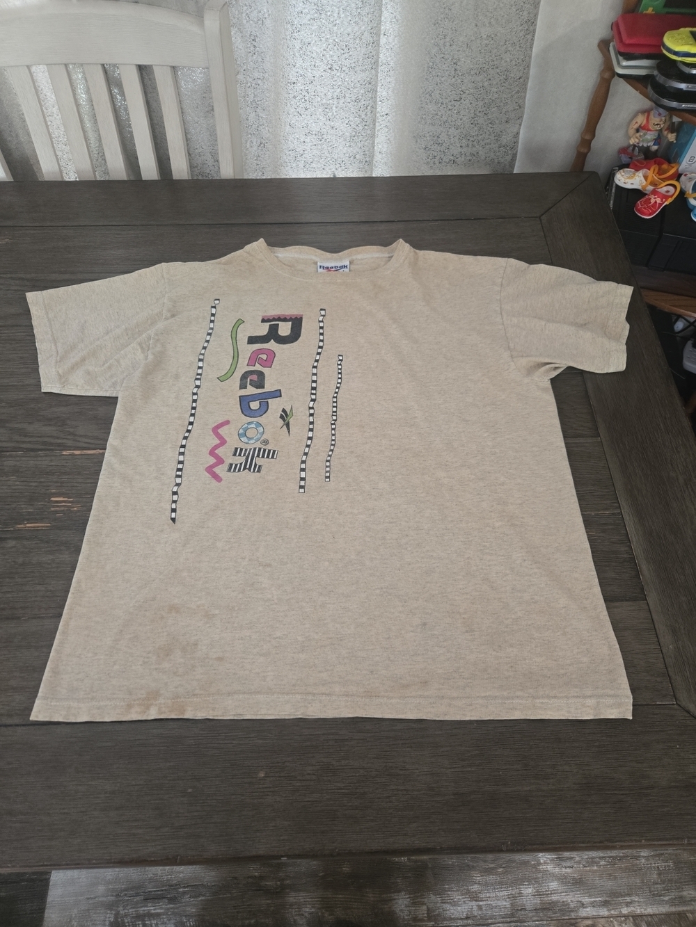 Vtg 90s Reebok Single Stitch T-Shirt Made in USA Logo Graphic Distressed Large L